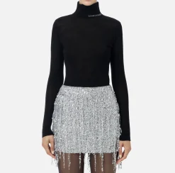 Dolcevita in lana merino con logo jacquard