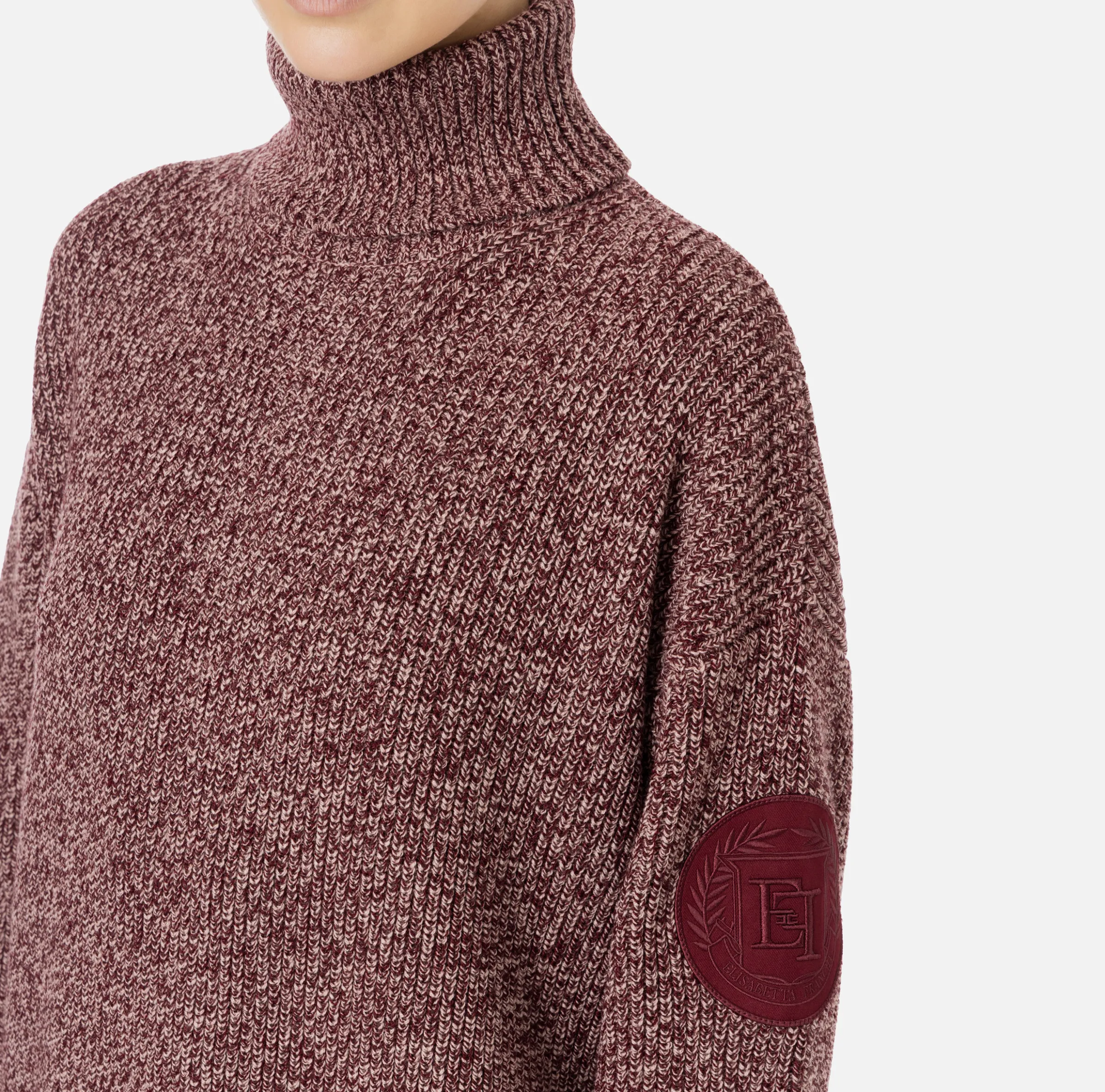 Dolcevita in viscosa mouliné con patch logo