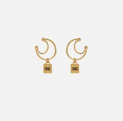 Earcuff con doppia anella e charms logo in ottone