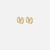 Earcuff in metallo con doppia anella logo e strass