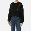 Felpa cropped in cotone con maxi logo