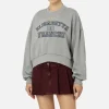Felpa cropped in cotone con logo college