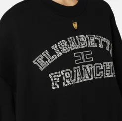 Felpa cropped in cotone con logo college