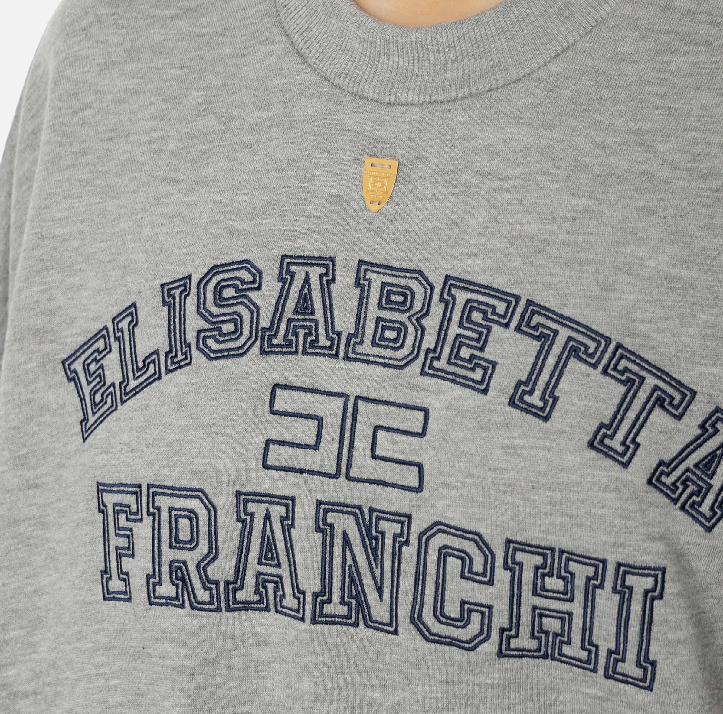 Felpa cropped in cotone con logo college