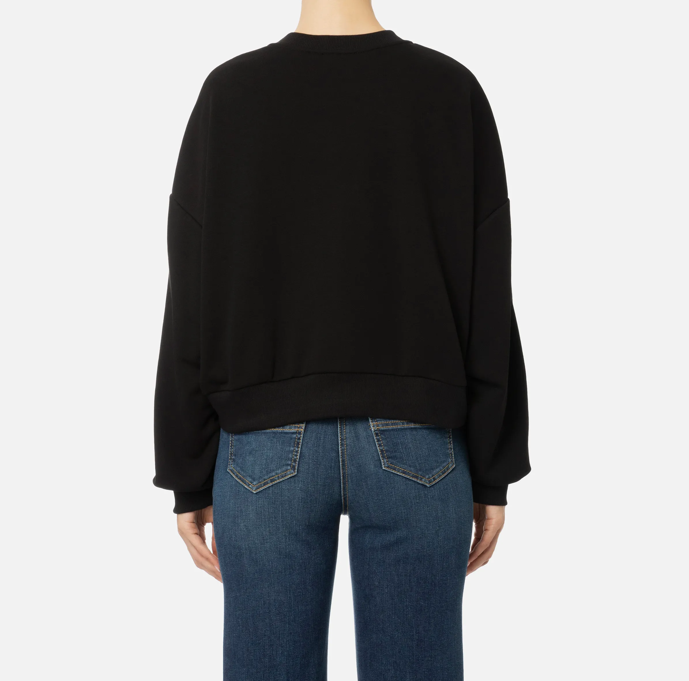 Felpa cropped in cotone con maxi logo