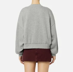 Felpa cropped in cotone con logo college