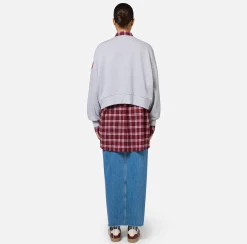 Felpa cropped in cotone con maxi logo