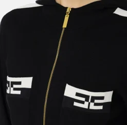 Felpa cropped in viscosa con bande logo