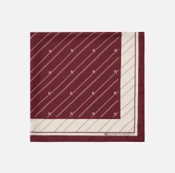 Foulard in seta con pattern righe diagonali e logo