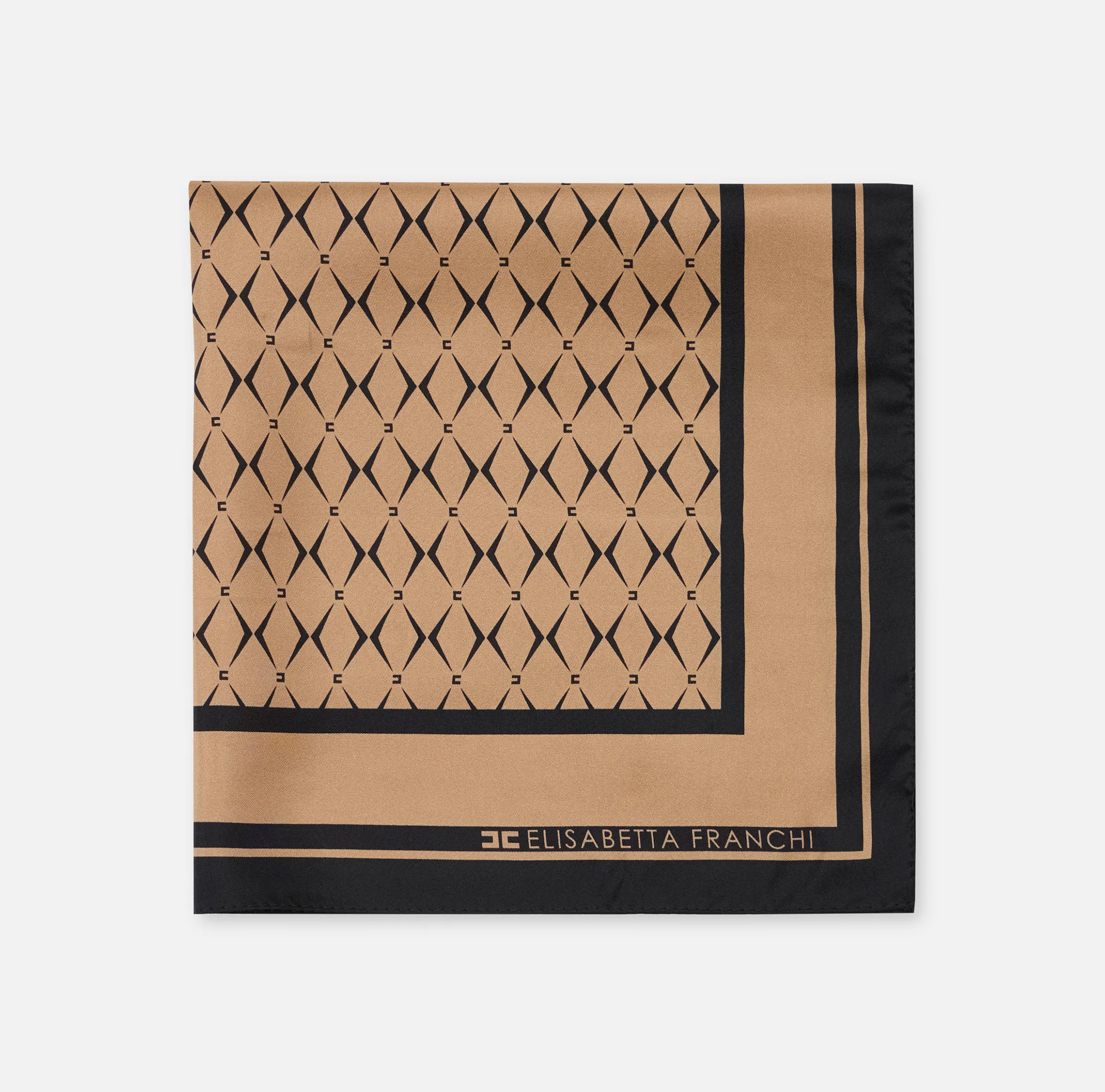 Foulard in seta con pattern rombo e logo