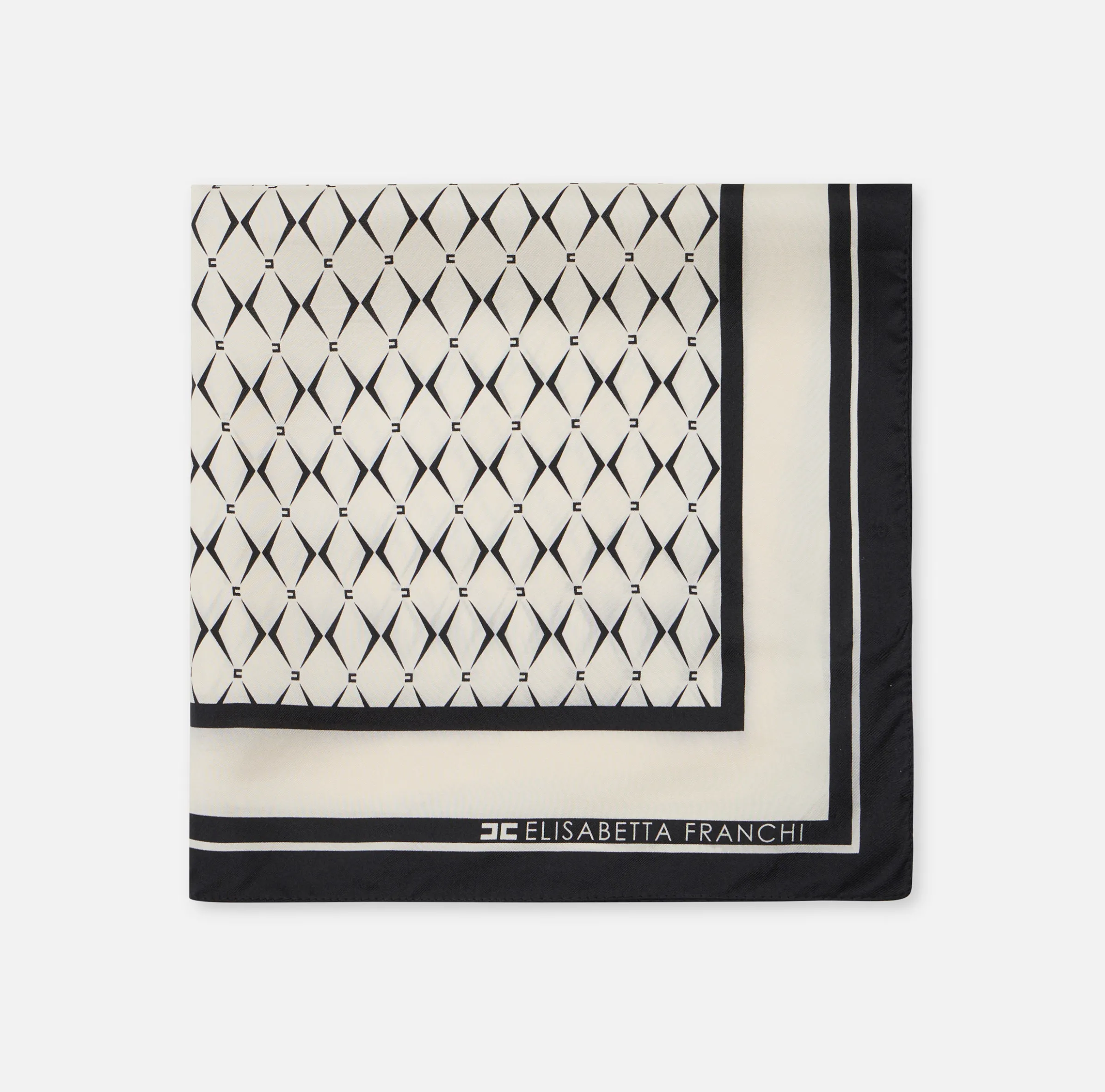 Foulard in seta con pattern rombo e logo