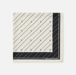 Foulard in seta con pattern righe diagonali e logo