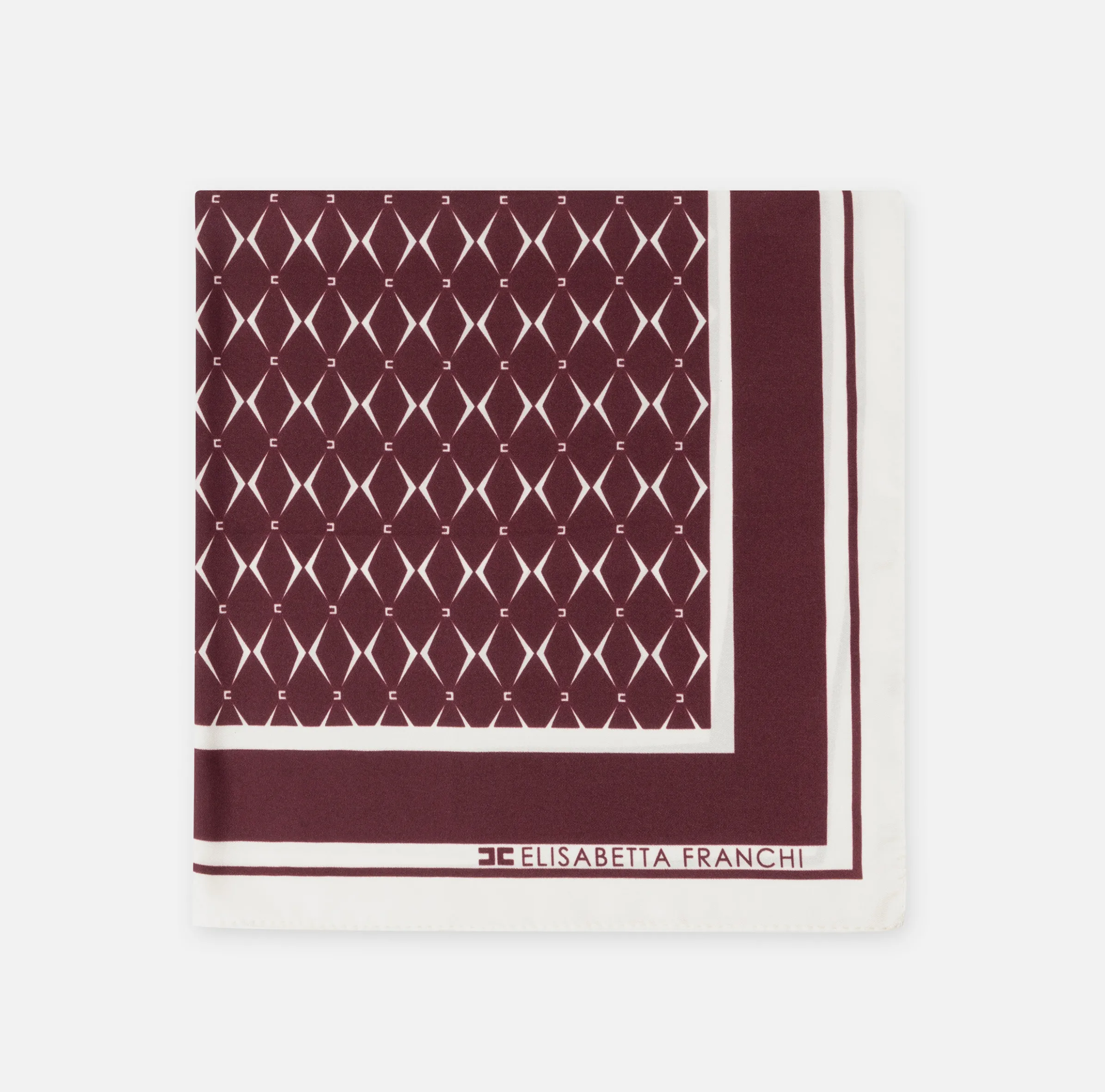 Foulard in seta con pattern rombo e logo