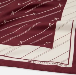 Foulard in seta con pattern righe diagonali e logo