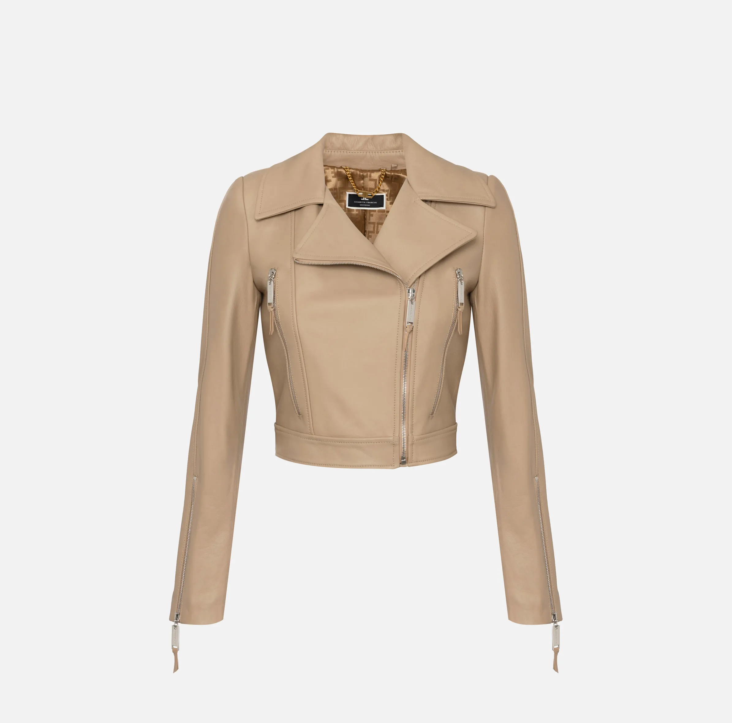 Giacca biker in pelle con zip
