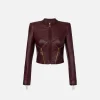 Giacca biker in pelle con coppe