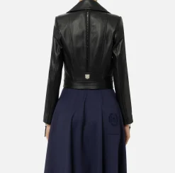 Giacca biker in pelle con zip