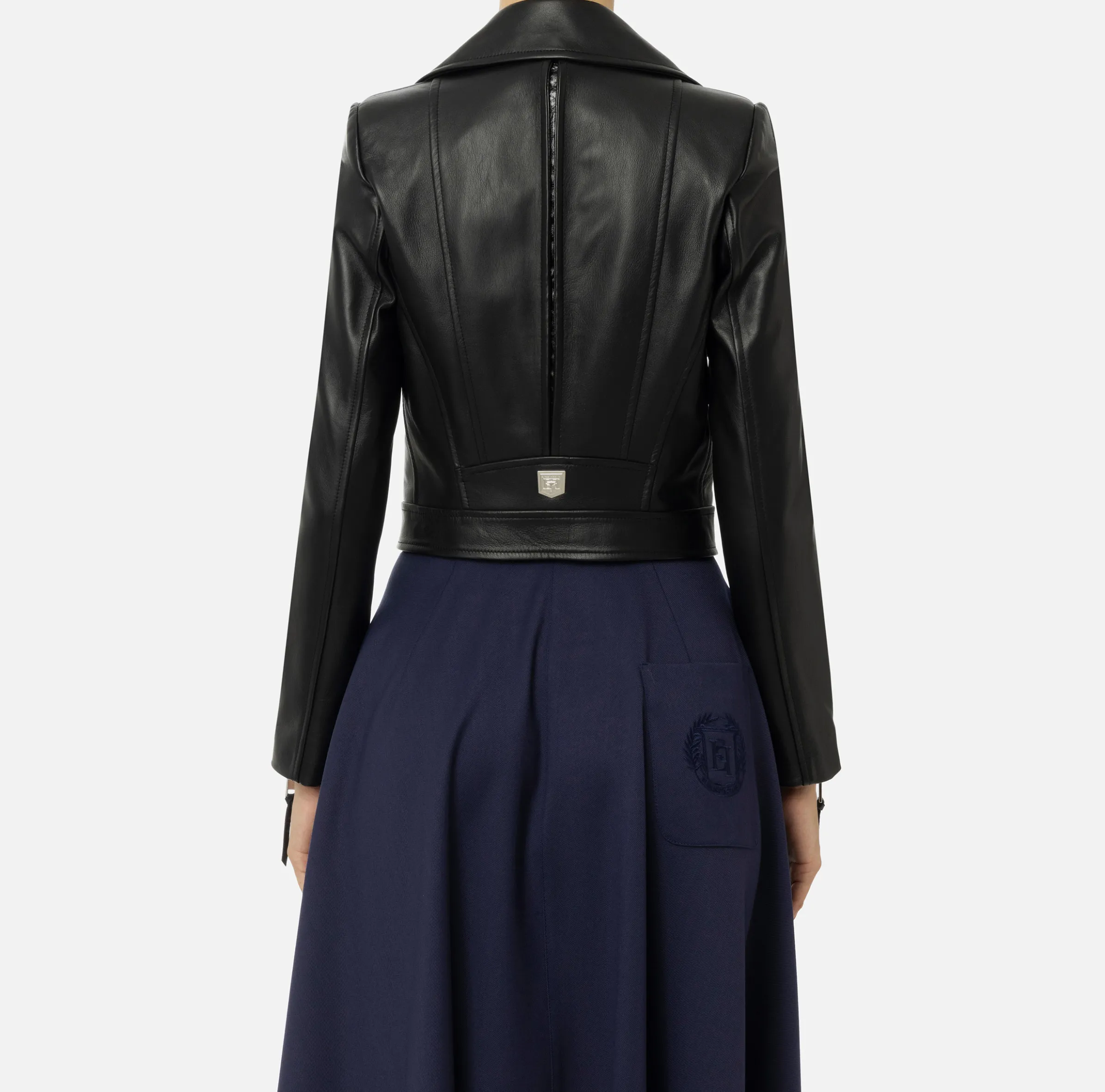 Giacca biker in pelle con zip