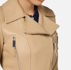 Giacca biker in pelle con zip