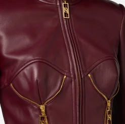 Giacca biker in pelle con coppe