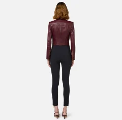 Giacca biker in pelle con coppe