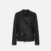 Giacca biker over in pelle effetto used