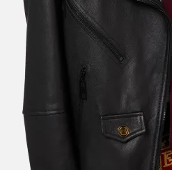 Giacca biker over in pelle effetto used