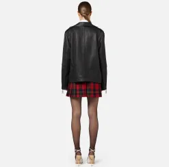 Giacca biker over in pelle effetto used