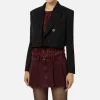 Giacca cropped doppiopetto in fresco di lana