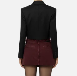 Giacca cropped doppiopetto in fresco di lana