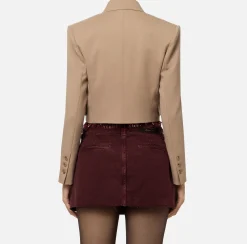 Giacca cropped doppiopetto in fresco di lana