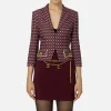 Giacca cropped in crêpe stretch stampa rombo con catena