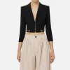 Giacca cropped in crêpe stretch con zip