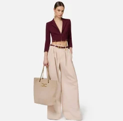 Giacca cropped in crêpe stretch con zip