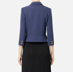 Giacca cropped in crêpe stretch con catena