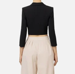 Giacca cropped in crêpe stretch con zip