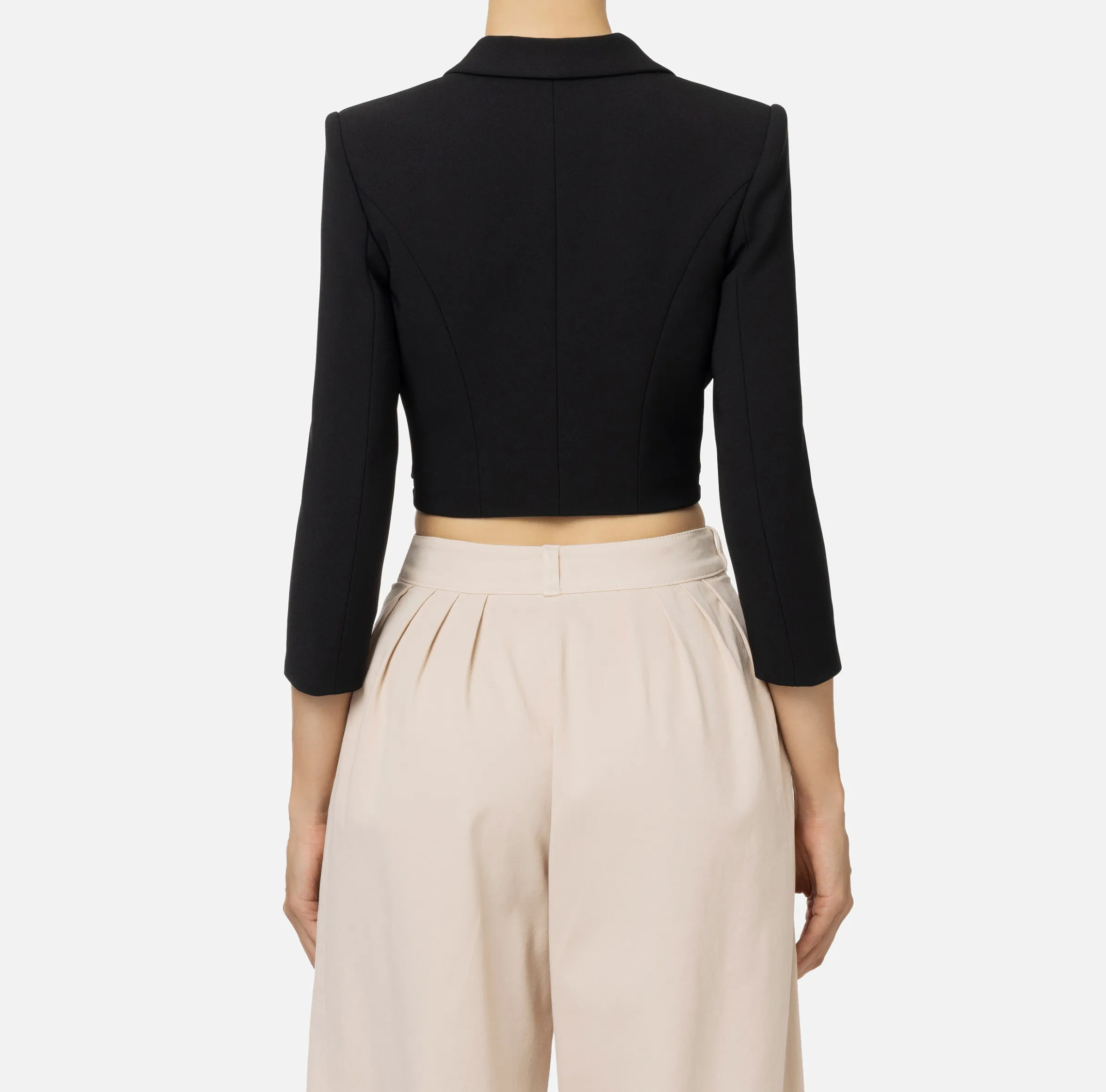 Giacca cropped in crêpe stretch con zip
