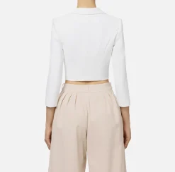 Giacca cropped in crêpe stretch con zip