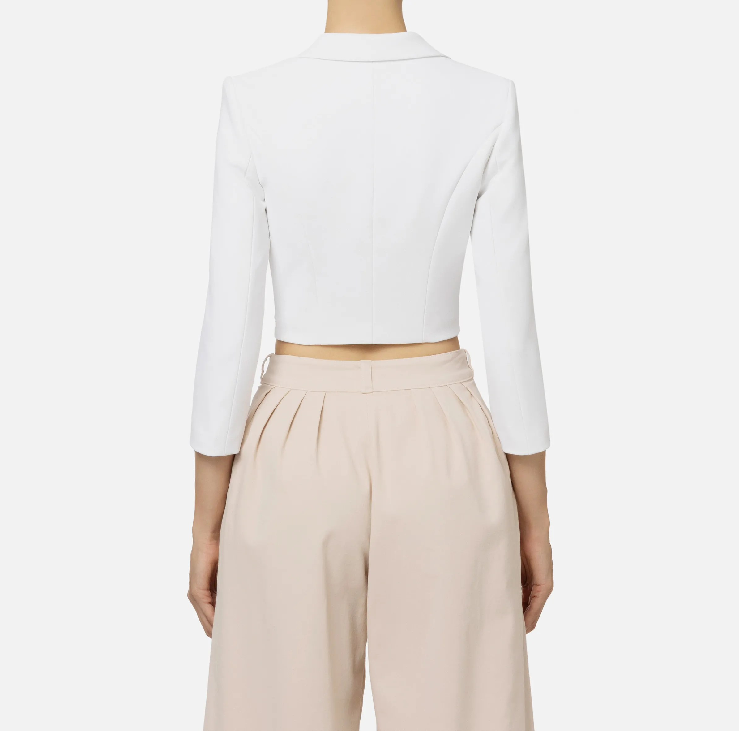 Giacca cropped in crêpe stretch con zip