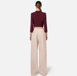 Giacca cropped in crêpe stretch con zip