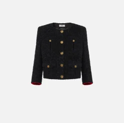 Giacca cropped in tweed con tasche