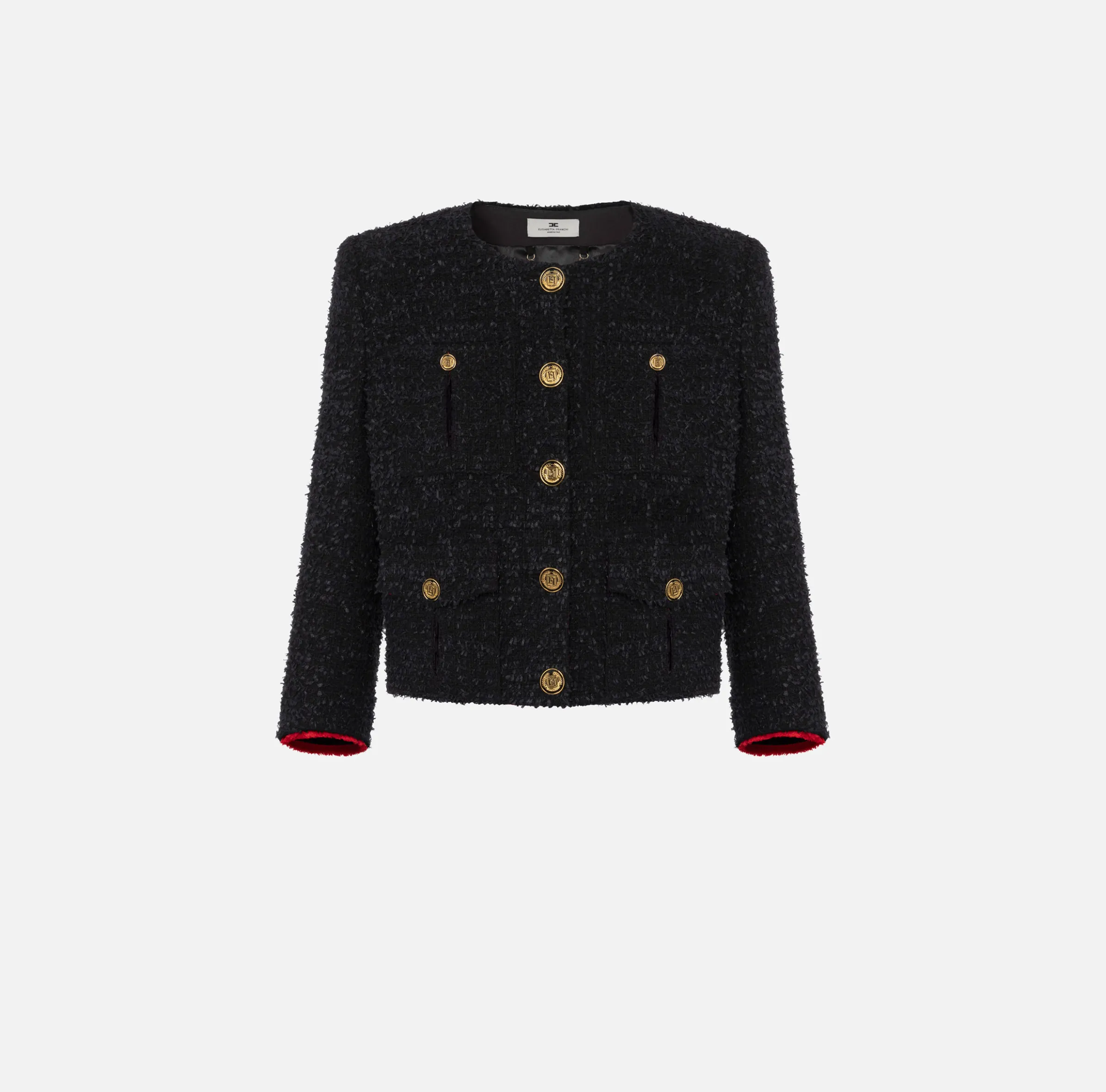 Giacca cropped in tweed con tasche