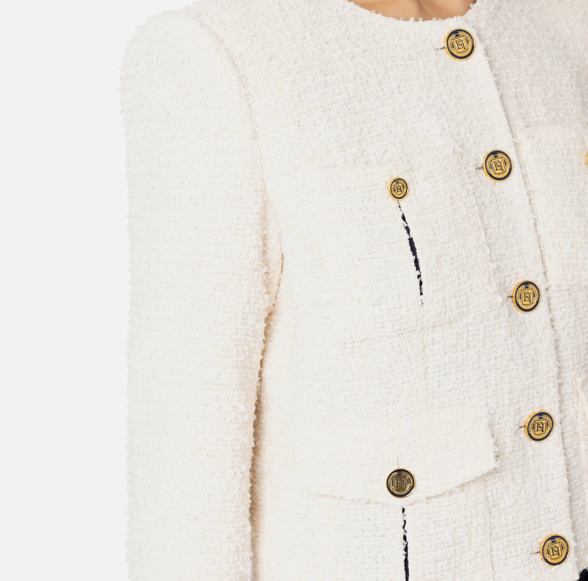 Giacca cropped in tweed con tasche
