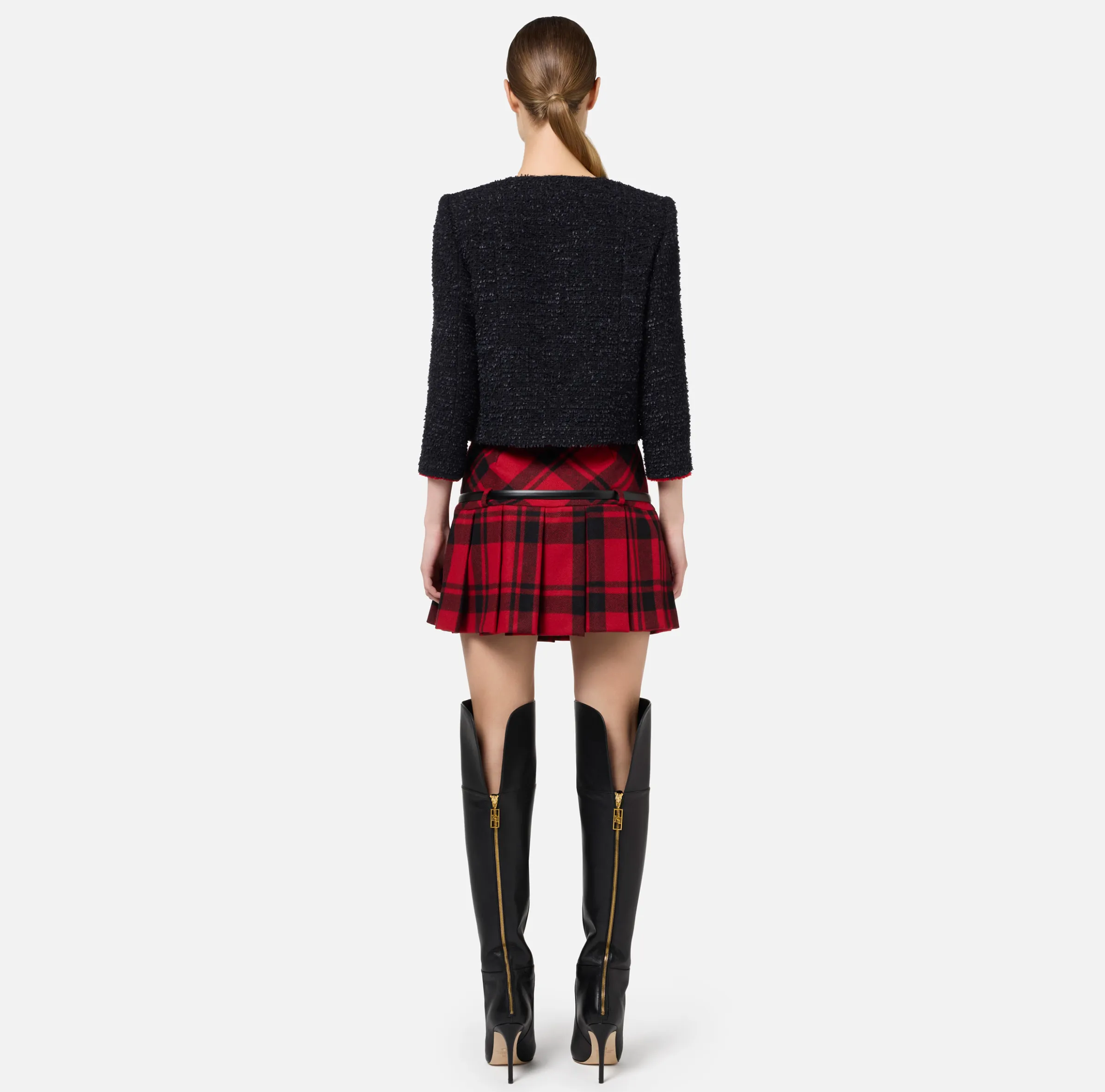 Giacca cropped in tweed con tasche