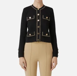Giacca cropped in viscosa con catena