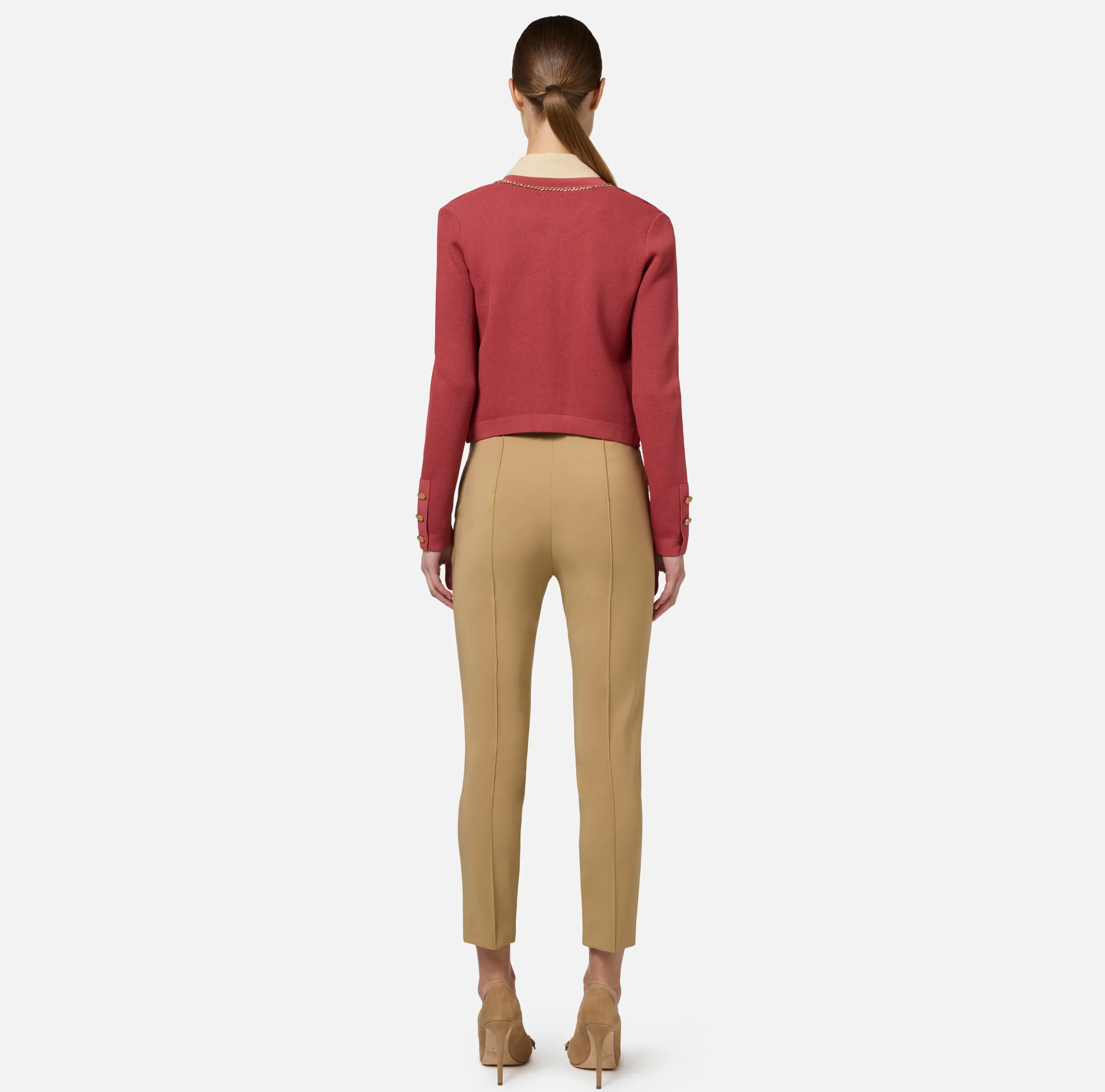 Giacca cropped in viscosa con catena