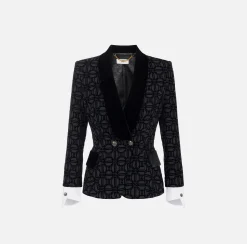 Giacca doppiopetto in crêpe flock