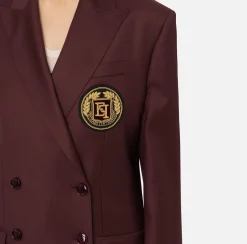 Giacca doppiopetto in fresco di lana con patch