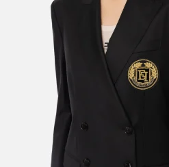 Giacca doppiopetto in fresco di lana con patch