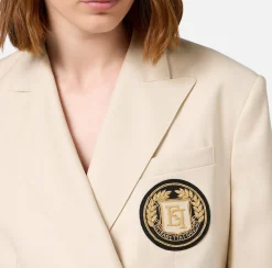 Giacca doppiopetto in fresco di lana con patch
